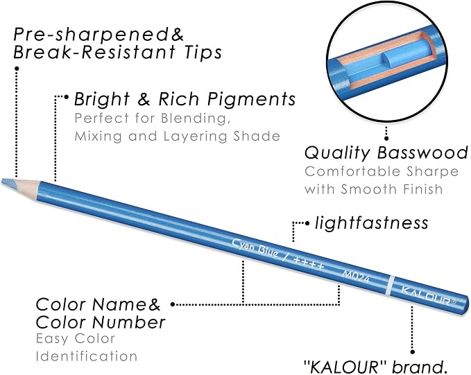 KALOUR 50 Piece Metallic Colored Pencils for Adult Coloring,Soft Core with Vibrant Color,Ideal for Drawing Blending Sketching Shading,Coloring Pencils for Adults Beginners