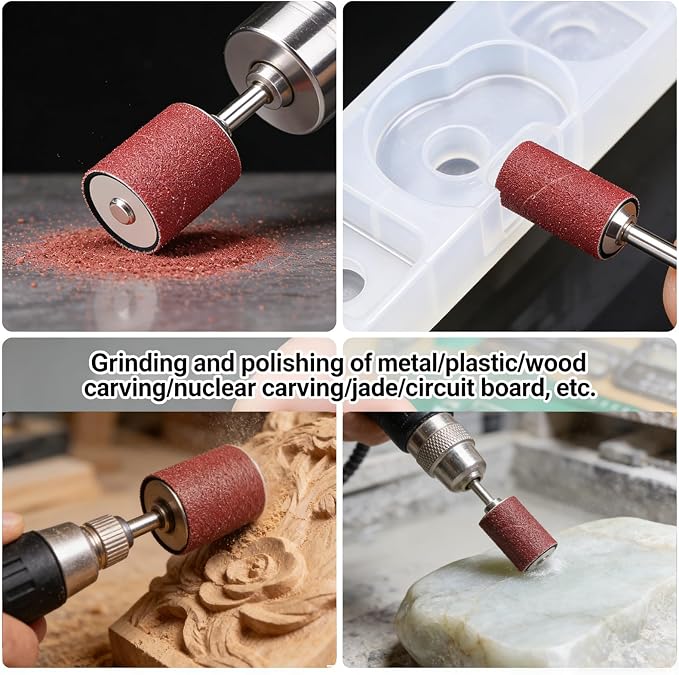 20Pcs Sanding Drums Kit for Drill & Drill Press,2-inch Aluminum Oxide Spindle Sander Sleeves (60/80/120/240 Grit) and 4 Rubber Sanding Drums,1/4-Inch Shank for Sanding,Smoothing, Metals,Wood