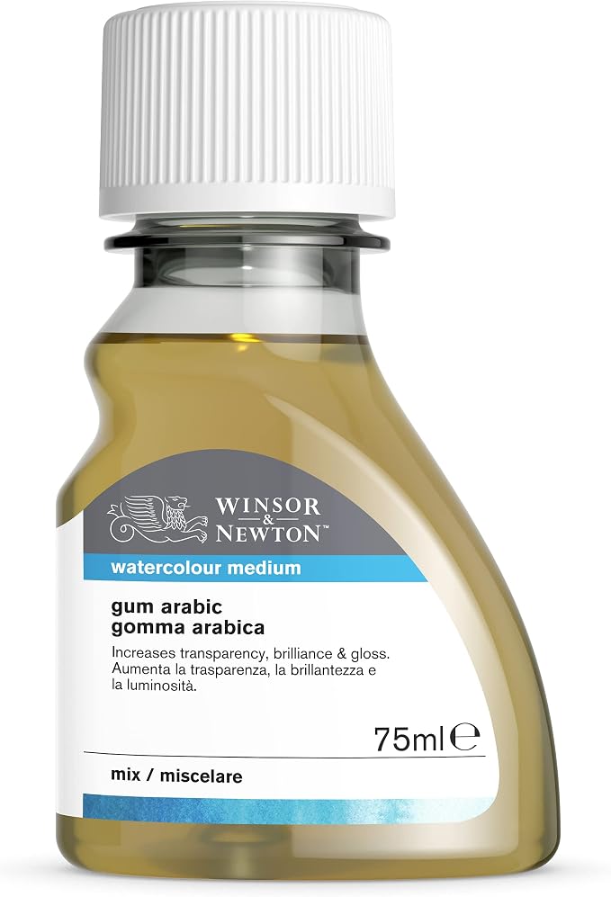 Winsor & Newton Watercolor Medium, Gum Arabic, 75ml Bottle | Main Binder in Watercolor, Controls the Flow of Wet Color, Slows Drying, Increases Gloss & Transparency