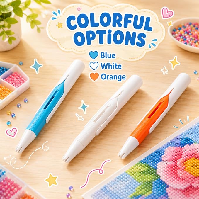 Diamond Art Automatic Bead Dispenser Pen,Automatic Diamond Painting Pen,Diamond Art Pen for 2.8mm Round Drills,DIY Crafts for Adults,No Wax Required,Accessories Kit，Blue