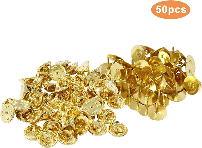 50 Pairs Gold Pin Backs Replacement