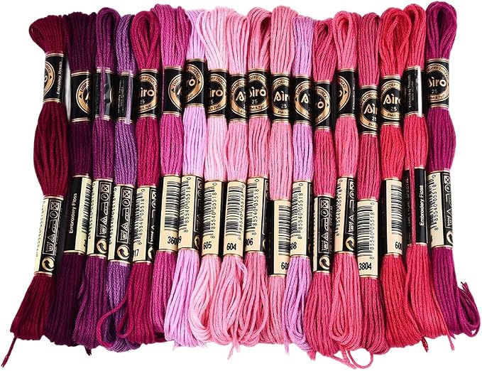 18 Skeins 6 Strands Pink Embroidery Thread Floss for Hand Sewing