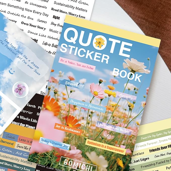Bomichi Quote Stickers for Journaling, 48 Sheets 2800Pcs+ Word Motivational Inspirational Small Talk Stickers for Scrapbook Junk Journal Bullet Journal DIY Craft Card Making