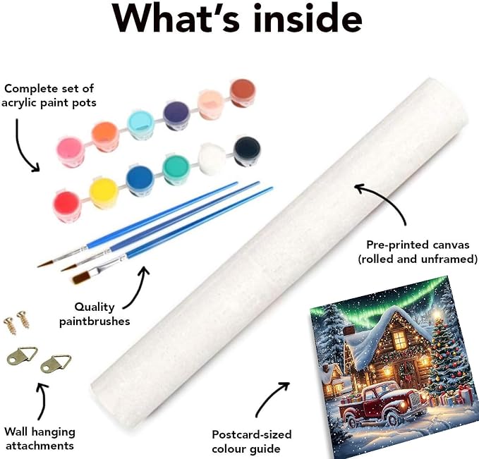 NEGEKFKX 6 Pack Christmas Paint by Numbers Kit for Adults Beginner,Winter Easy Adult Paint by Number Kits on Canvas DIY Painting for Beginners Art by Numbers for Home Wall Decor 10x10 Inch