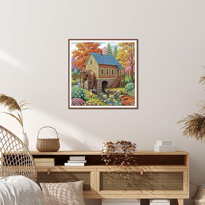 KUKUDEM Landscape Special Shape Diamond Art Kit for Adult Beginners,12×12In