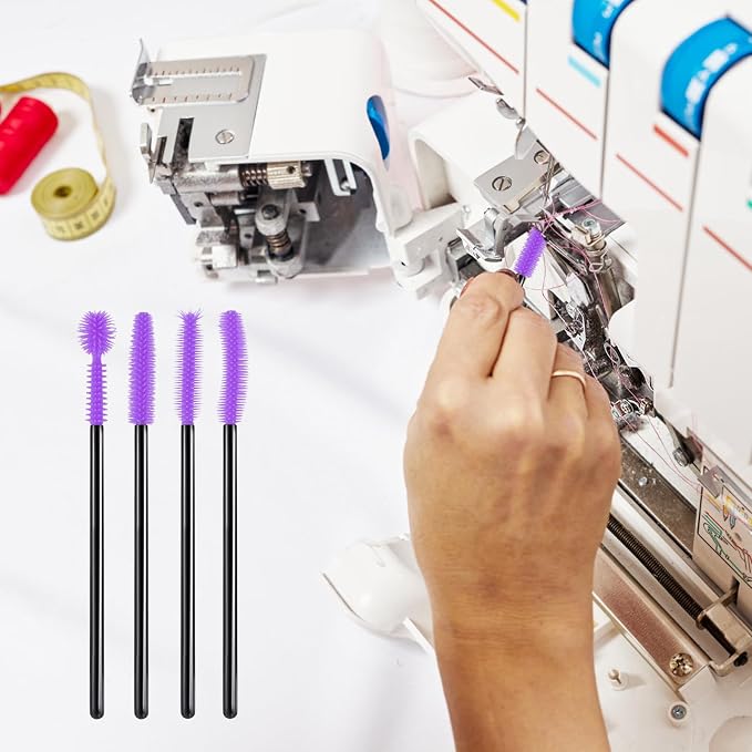 FJW Machine Cleaning Brushes, Reusable Silicone Dense Bristles Clean Brush for Sewing Machine Internal and Spool Area, The Every Nook and Cranny Sewing Machine Cleaning Tools 20 PCS Purple