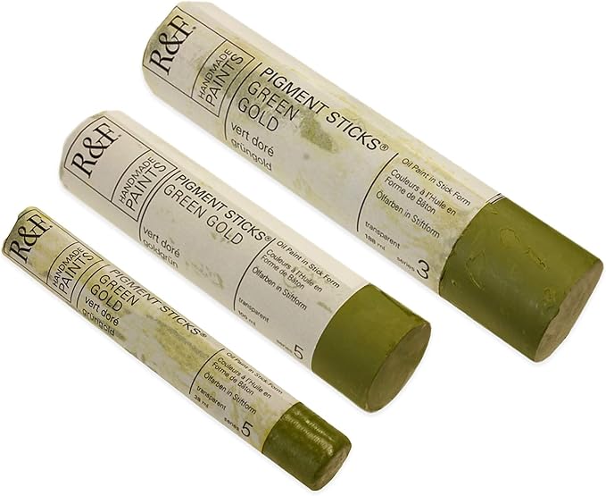 R&F Handmade Paints - Professional Oil Pigment Stick, Green Gold, 100 ml