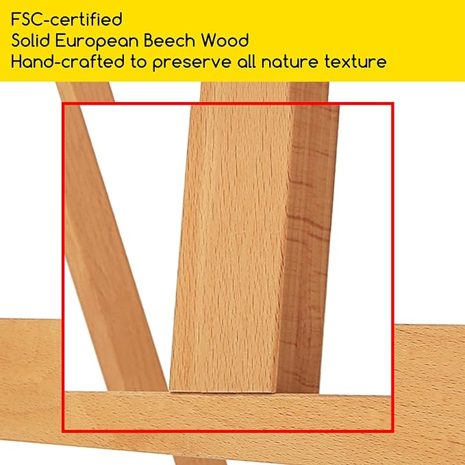 MEEDEN Classic Art Easel for Painting: Solid Beech Wood H‑Frame Easel | Heavy Duty Floor Easel - Adjustable 67"-95" - Holds Canvases up to 48" - for Artists & Adults