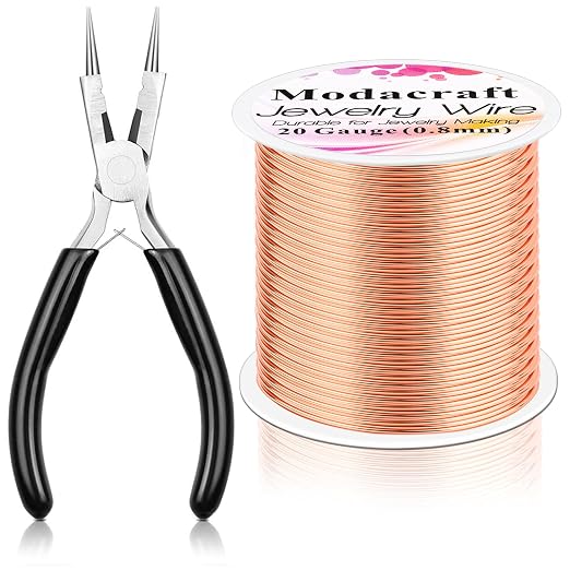 Modacraft 20 Gauge Copper Wire for Jewelry Making with Versatile Pliers 82FT/0.8mm Craft Jewelry Wire Tarnish Resistant Stainless Steel Copper Wire for Gardening Electroculture Jewelry Making Supplies