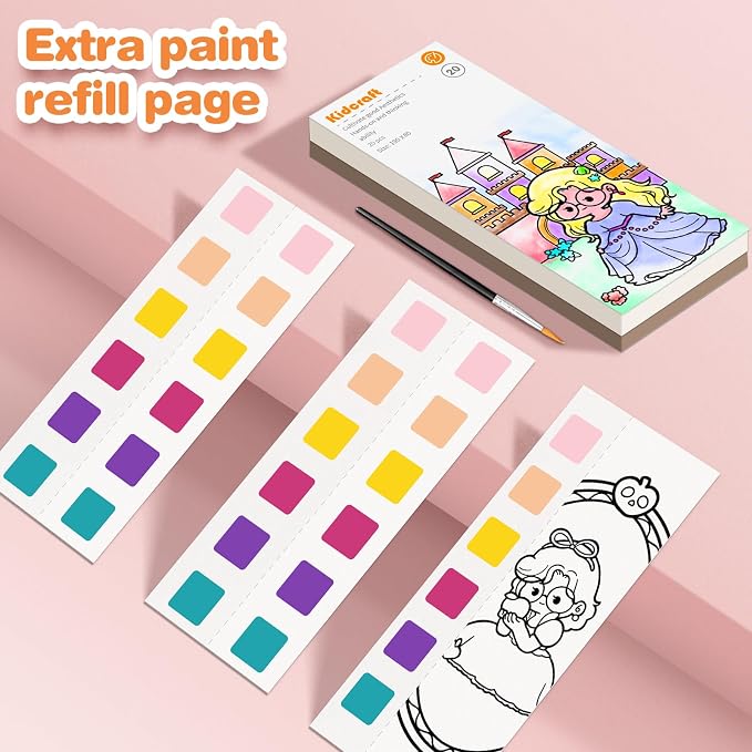 Kidcraft Paint with Water Coloring Books for Toddlers, Princess