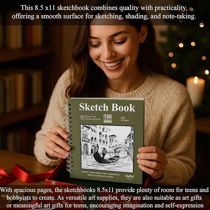 Sketch Book 8.5 x 11, Sketch Pad, Pack of 1 (68lb/100gsm), 100 Sheets Spiral Sketchbook, Acid Free Drawing Paper, Sketch Pads for Drawing for Adults, Art Paper for Drawing and Painting for Kids.