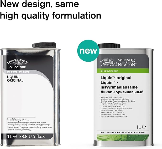 Winsor & Newton Liquin Original Medium, 1 litre (33.8-oz) Can | Essential medium for oil painters that reduces drying time and enhances transparency, gloss, and blending.