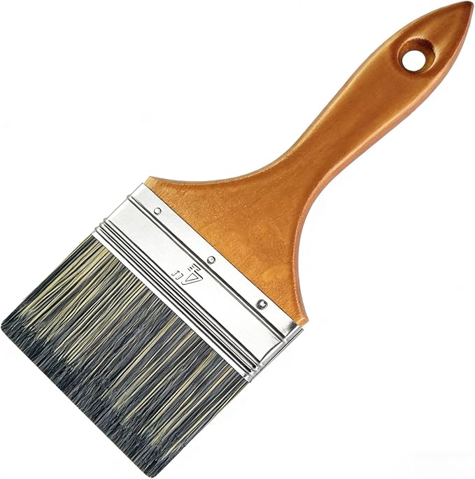 Great Andrew 4" Paint Brush Wood Handle, Large Wide Brush