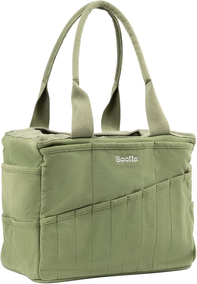 Soolla Studio Bag: Art Supply Storage Organizer & Pottery Tool Bag, Washable Tote, Yarn Bag, Crochet, 30 Pockets, 15+ Colors