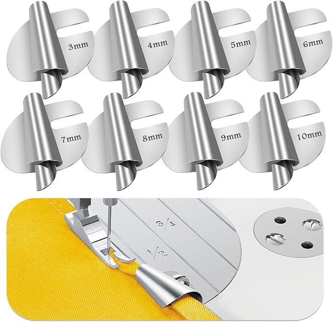TIGARI Sewing Rolled Hemmer Foot, 8 Sizes Rolled Hem Presser Foot, Wide Rolled Hem Pressure Foot Sewing Machine Feet Hemming Machine Hand Sewing Machine Sewing Accessories