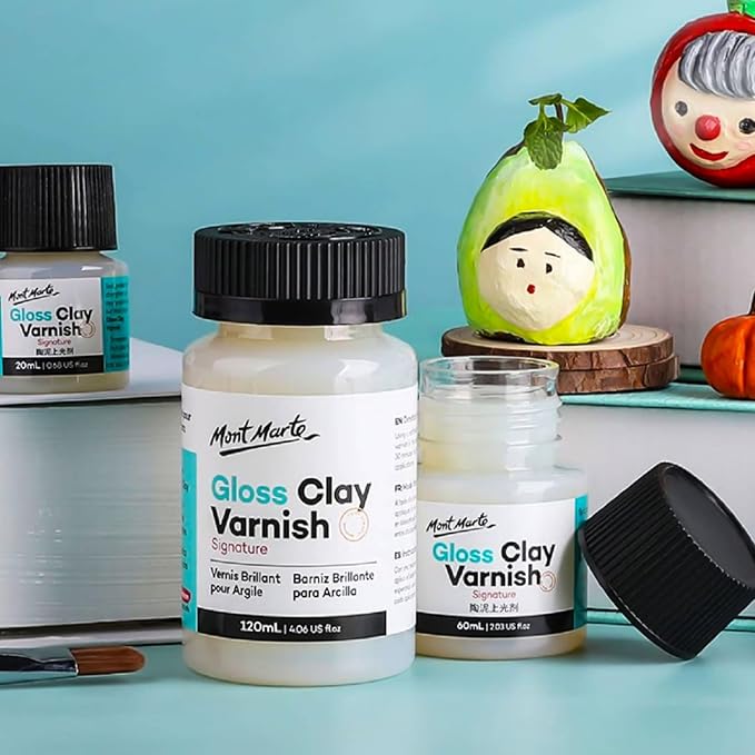 Mont Marte Clay Sculpture Sealant, Glossy Clear Varnish, Signature 4.05oz (120ml), Air or Polymer Clay Sealer