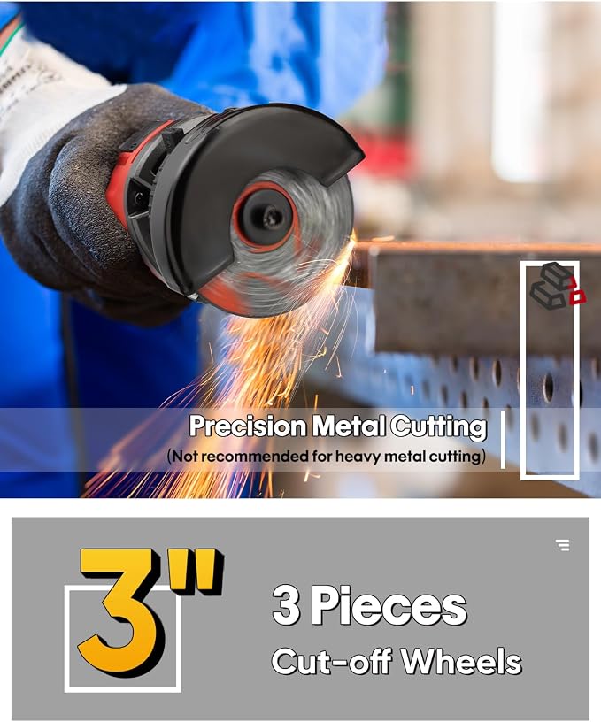 SHALL 3 Inch High-Speed Cut Off Tool, 3.5 Amp Metal Cutter Tool with 3Pcs Multifunctional Cut Off Wheels, 24000RPM Electricl Metal Cutting Tools for Steel, Inox