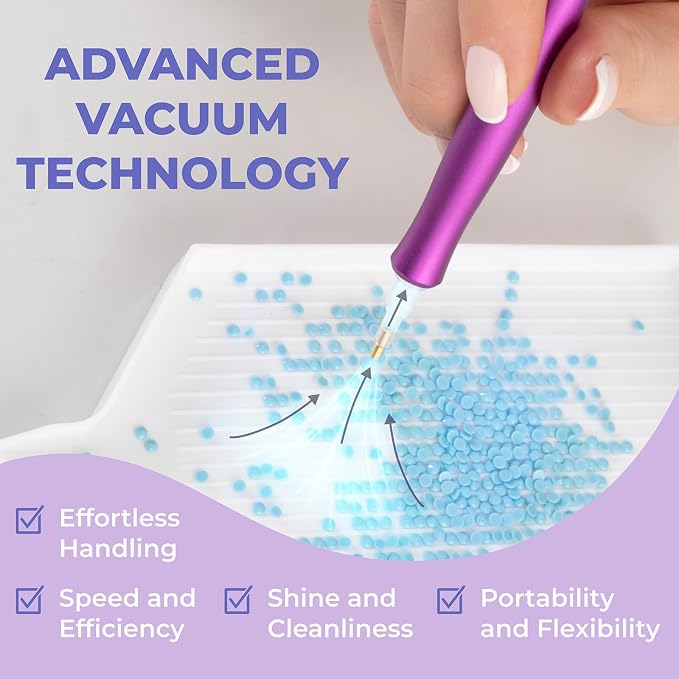 Electric Diamond Painting Pen Vacuum Drill Tool Kit, Diamond Art Pens No Wax Needed with Accessories, Storage Case, Dot Painter Vacuum Pen for Diamond Painting Art Electric Pen for Adults (Purple)