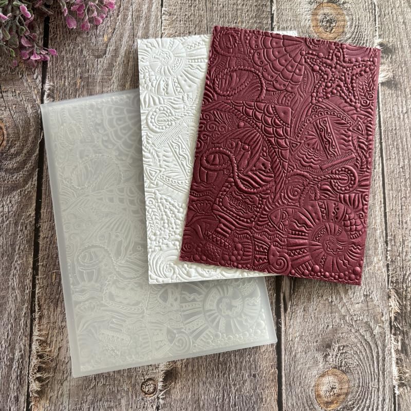 Vintage Pattern 3D Embossing Folder, Ethnic Geometric Plastic Textured Stencil for DIY Scrapbooking Card Making Paper Crafts
