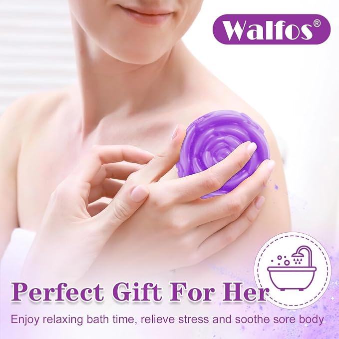 Walfos Silicone Flower Soap Mold,6 Cavities Different Flower Shapes Soap Mold BPA Free.Perfect for Homemade Craft Soap,Ice,Mousse,Cake,Jelly,Chocolate.(2pcs Purple)