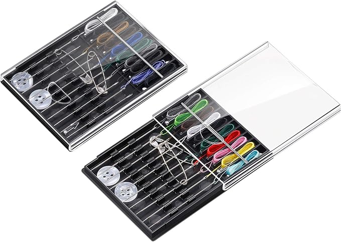 HESTYA 2 Boxes (20 Pcs) Home and Travel Sewing Kit Pre Threaded Needles for Hand Sewing Needles and Thread Box Quick Prethreaded Kits