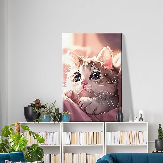ATDMS Cat Paint by Numbers Kit for Adults with Frame, 8x12 Inch