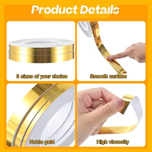 Zonon Spark Gold Washi Tape for Wall Decor Self Adhesive 5/10/15mm