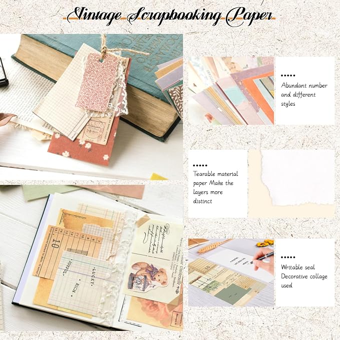 360Pcs Vintage Scrapbook Paper Kit, Collage Paper and Junk Journal Supplies
