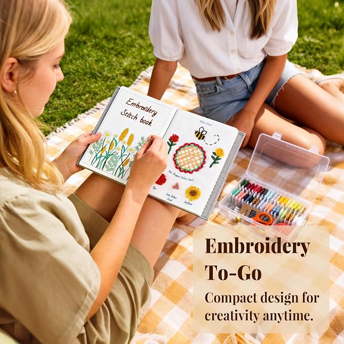 CYANFOUR 2026 New Embroidery Stitch Book Kit for Adults Beginners | Step-by-Step Guide and Video, Includes Multiple Accessories, Gift for Craft Lovers
