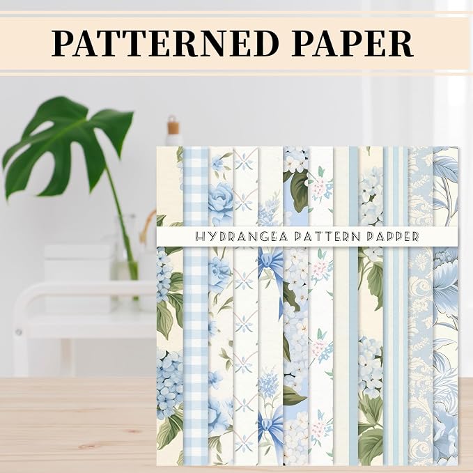 JarThenaAMCS 24 Sheet Light Blue Hydrangea Pattern Paper, 6 x 6 Inch