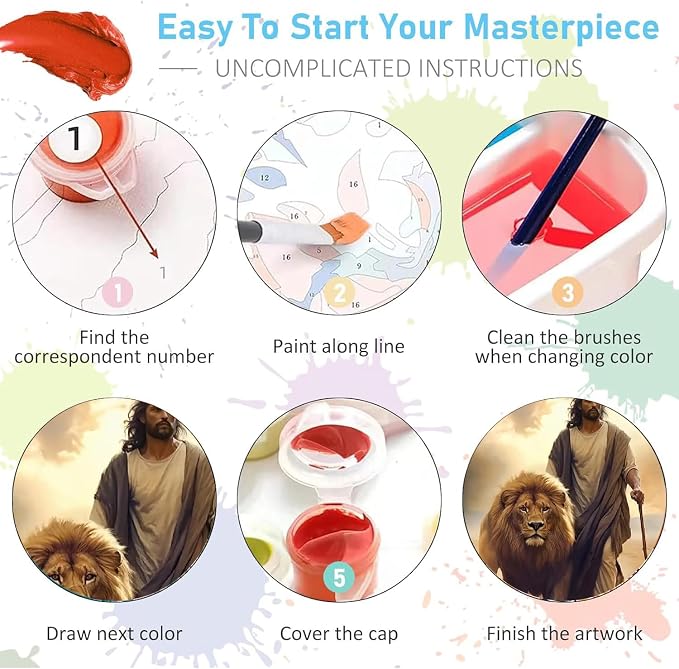BAWKENTON Paint by Numbers for Adults and Kids, Religious Christian Painting by Number Kits On Canvas, Jesus Number Artist Paint by Number Kit Funny DIY, Home Wall Decor, Gifts 12X16in