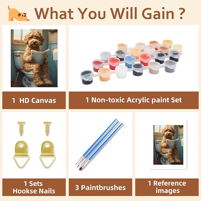 Reivworl Dog Paint by Numbers Kit for Adults, 16×20 inch