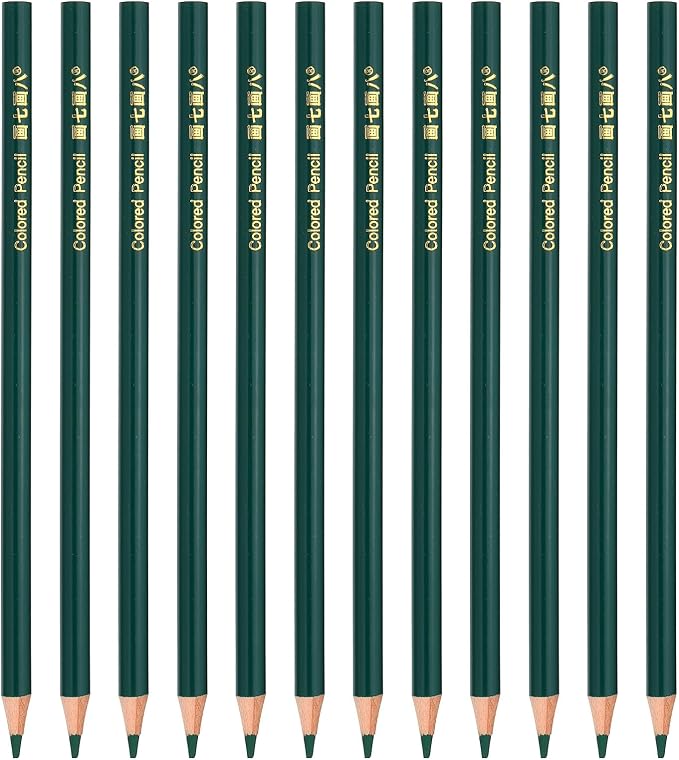 PATIKIL Medium Green Colored Pencils Set,12 Pcs Oil Color Pencils Wooden Coloring Drawing Pencil for Artists Art Painting | Wooden Coloring Drawing Pencil for Artists Art Painting Office Home Beginner