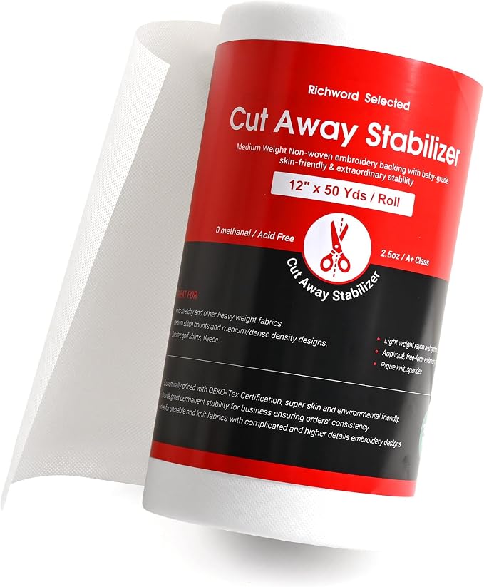Poolin Cut Away Machine Embroidery Stabilizer Backing 12" x 50 Yards Roll