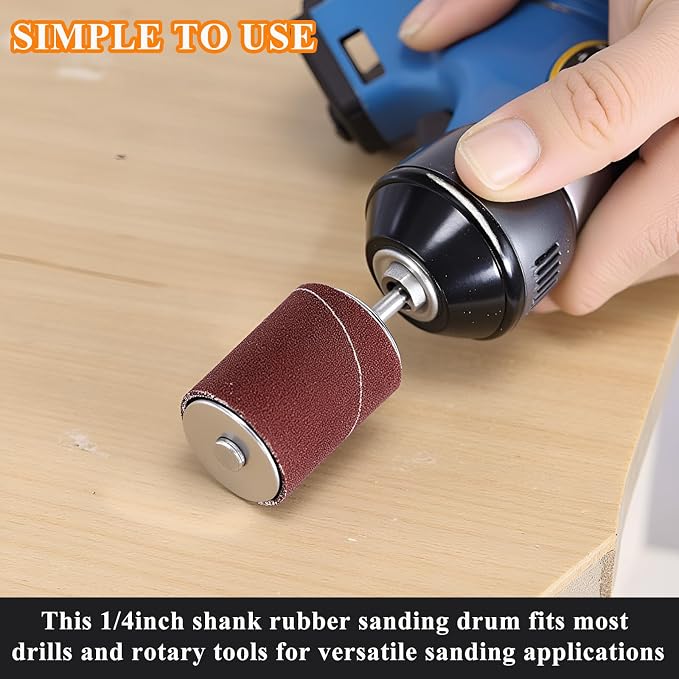 20Pcs Sanding Drums Kit for Drill & Drill Press,2-inch Aluminum Oxide Spindle Sander Sleeves (60/80/120/240 Grit) and 4 Rubber Sanding Drums,1/4-Inch Shank for Sanding,Smoothing, Metals,Wood