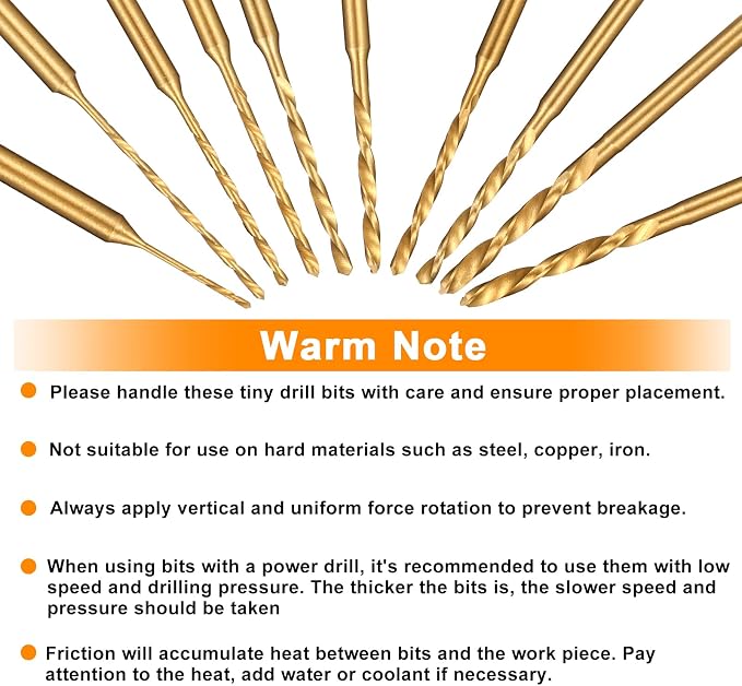 Uolor Mini Twist Drill Bit Set, 10Pcs Micro Engraving Drill Bits, 0.6mm-2.2mm, HSS 2.35mm Shank Titanium Coated Tiny Drill Bit Hole Drilling Tool for DIY Resin, Jewelry, Amber, Circuit Board, Walnut