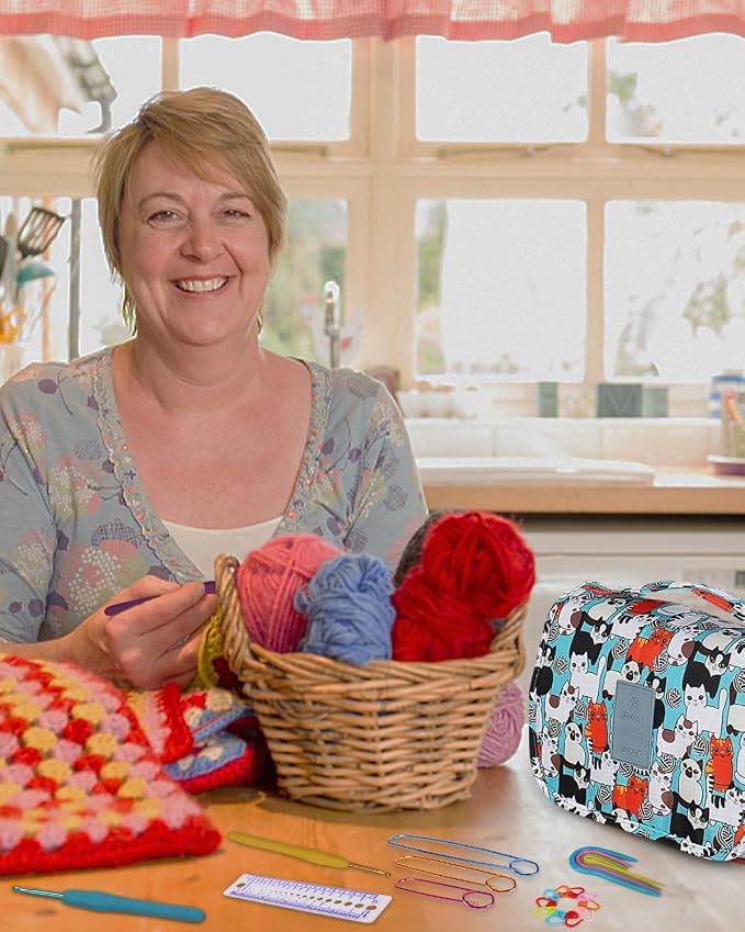 Aeelike Crochet Kit for Beginners Adults, Complete Crochet Set, Blue Cat