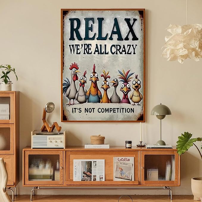Chicken Paint by Numbers Kit for Adults Framed Canvas, Frameworkless