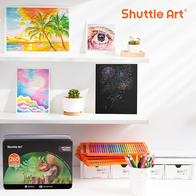 Shuttle Art 260 Coloring Pencils for Adults, Soft Core Color Pencils for Artists Kids Adults Sketching and Drawing