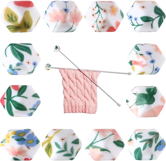 12 Pcs Knittings Needle Stoppers Silicone Knitting Needles Point Stoppers Hexagon Knitting Needle Caps Stitch Holders Silicone Protectors Holders, Fit Size US 2.5-13 (3mm-9mm) Needles