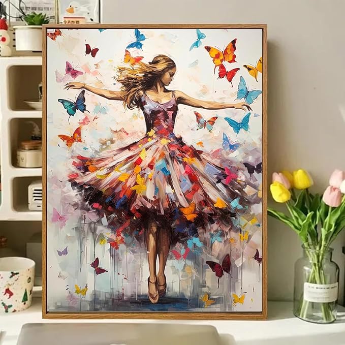 Dancing Girl Paint by Numbers Kit for Adults Framed Canvas, Frameworkless