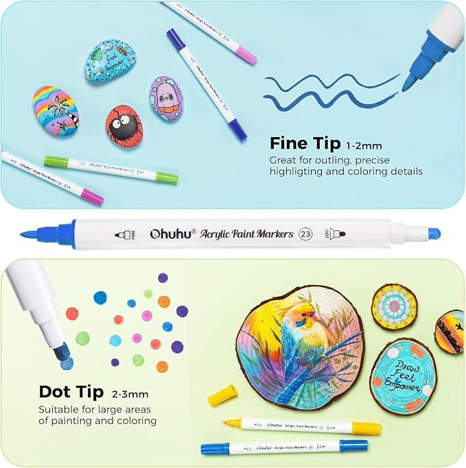 Ohuhu Acrylic Paint Markers 120 Colors Fine & Dot Acrylic Markers - Akaka