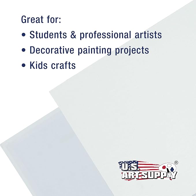 U.S. Art Supply 16 X 20 Inch Art Canvas Board Panels 4 Pack - 8 Ounce | Heavyweight Cotton Acid Free Canvases for Painting Acrylics and Watercolor (1 Case of 4 Single Canvas Painting Panels)