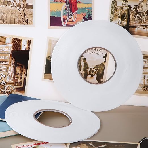 Tatuo 2 Rolls Double Sided Foam Tape for Mounting,1/8 Inch by 50 Feet,White