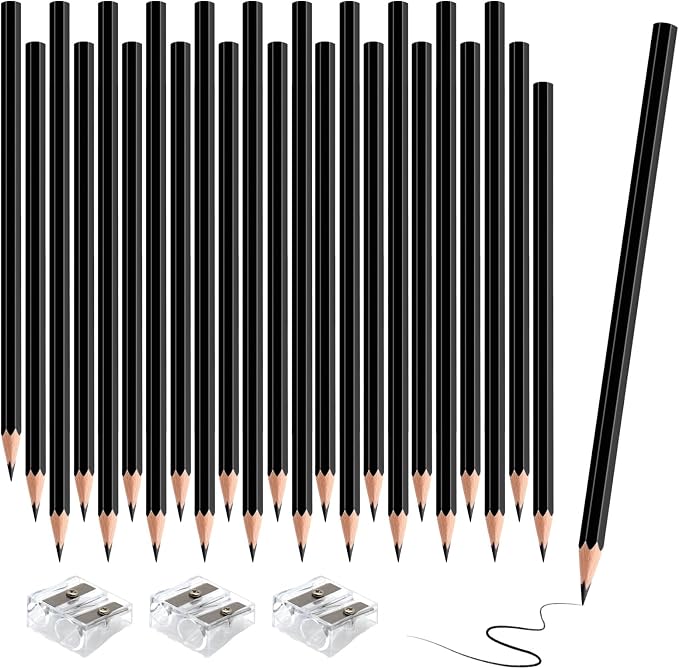 36 Pack Black Colored Pencils for Kids, Pre-sharpened Art Pencils Back to School Supplies Set, Drawing Sketching Pencils for Students, Teachers, Classroom
