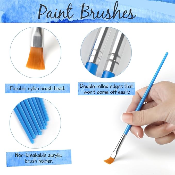 Halobios Paint Brushes Set for Acrylic Painting, 30 Pcs Art Paint Brush Flat Acrylic Painting Brush, Nylon Paint Brushes for Kids Adults Oil Watercolor Rock Painting Body Face Nail Art