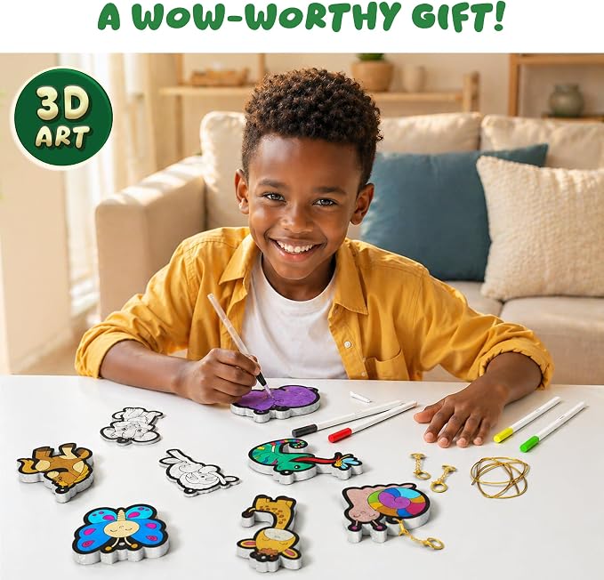 Skillmatics Aqua Puffs Animals, Art & Craft, Paint by Number, Gift for Kids | DIY Puffy Keychains, Screen-Free, Mess-Free Activity, Travel & Creative Kit for Girls & Boys Ages 4, 5, 6, 7, 8, 9, 10