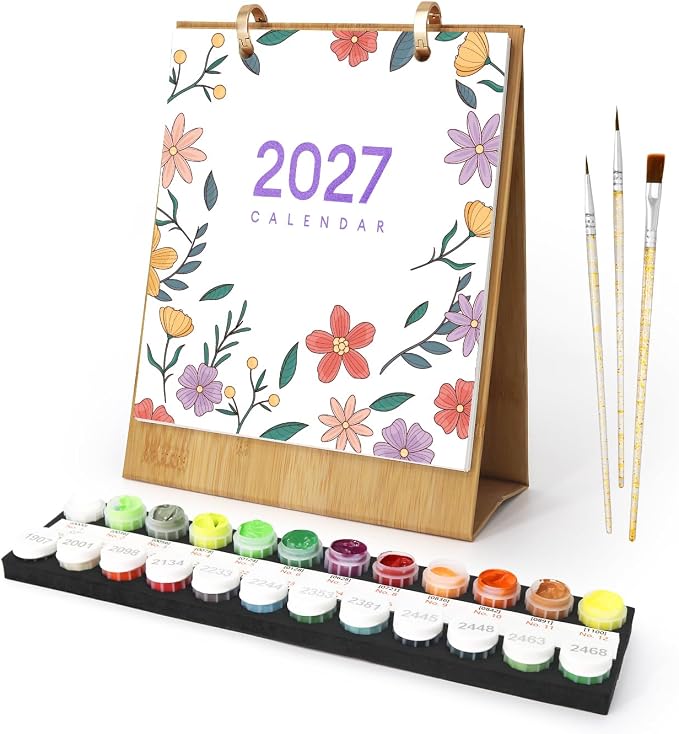 Lnjsipam Paint by Numbers Calendar 2027 - Flower Paint with Number for Gift | Flower Paint by Numbers Calendar, Easy DIY Calendar, Unique Gift for New Year, Flower Paint by Number Kit for Adults