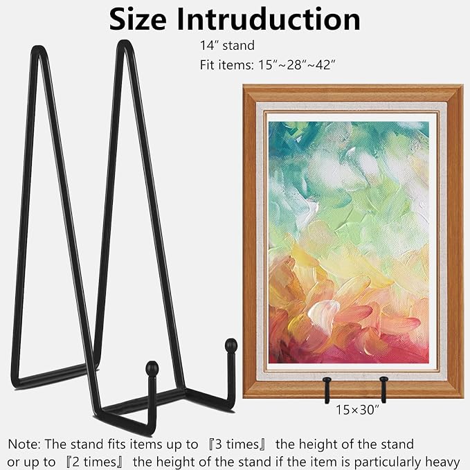 IBosins 5-Pack 14-Inch Plate Holder Display Stands Black Metal Frame Stand