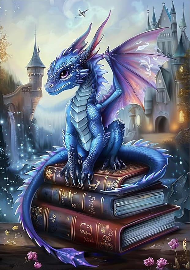 Diamond Art Kits for Adults,Dragon and Book Diamond Painting Kits 12 x 16in